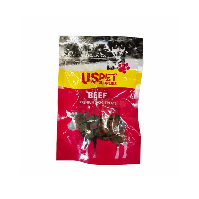 تشویقی سگ یو اس پت با گوشت گاو مدل لقمه بیف و سبزیجات USPet Beef Vegetable Bite وزن 100 گرم