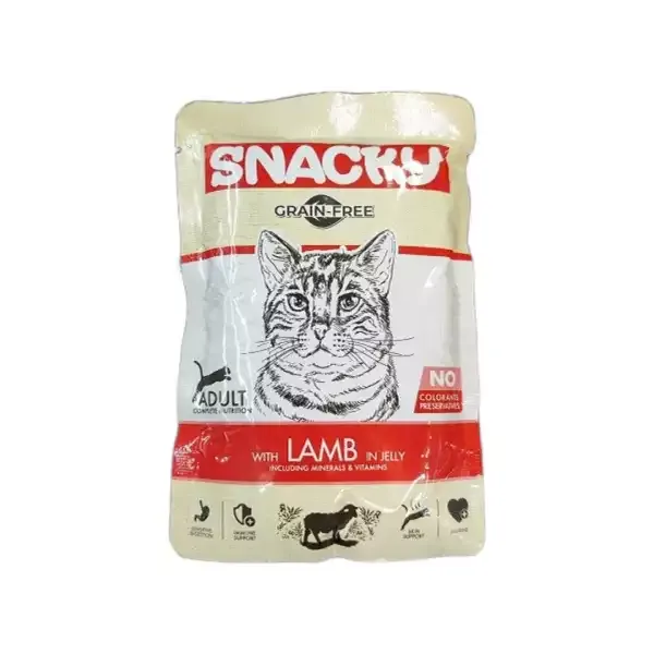 پوچ گربه اسنکی مدل Snacky Lamb In Jelly طعم بره در ژله وزن 85 گرم