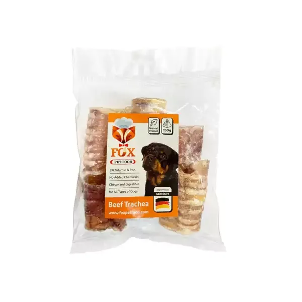 تشویقی سگ فاکس مدل Fox Cow Trachea نای گاو وزن 100 گرم