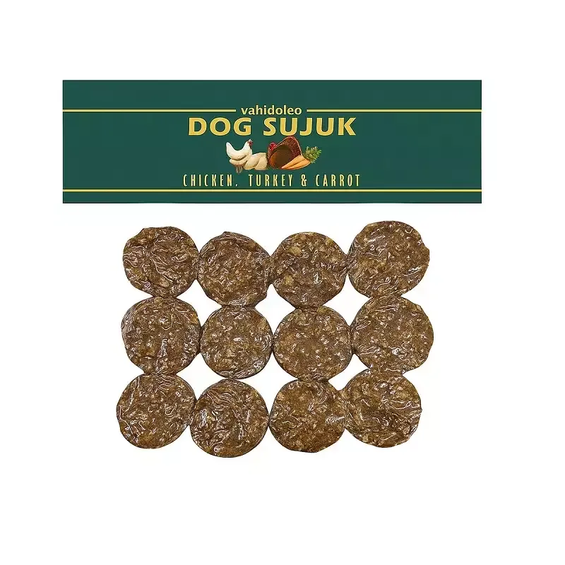 تشویقی سگ DOG SUJUK مدل سوجوک سالامی طعم مرغ و بوقلمون وزن 60 گرم
