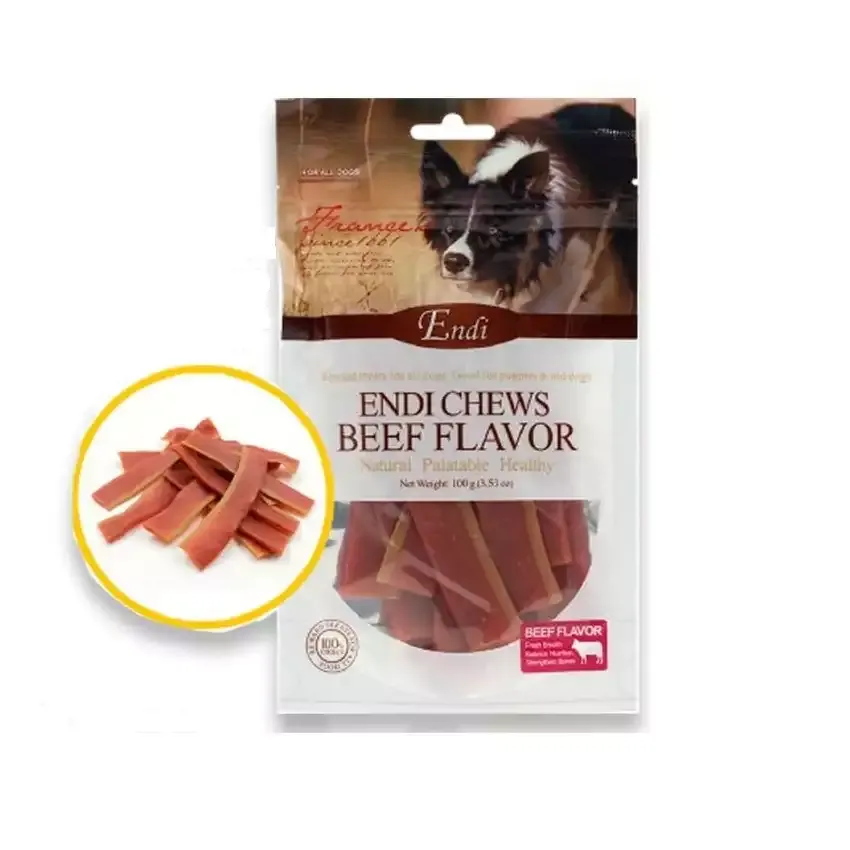 تشویقی سگ اندی مدل بیكن ENDI CHEWS BEEF FLAVOR طعم گوشت گاو وزن 100 گرم