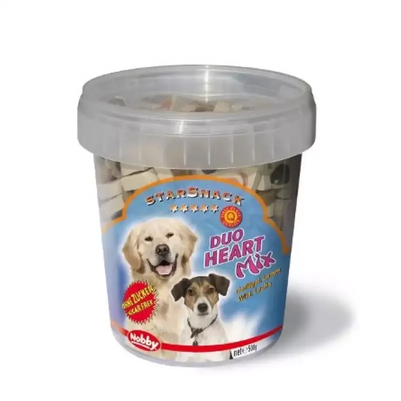 تشویقی سگ نوبی سطلی Nobby Treat Duo Heart Mix وزن 500 گرم