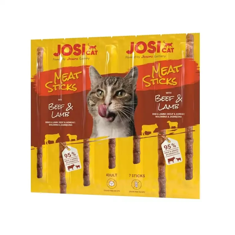 تشویقی مدادی گربه جوسرا با طعم بیف و بره Josicat Meat Sticks Beef & Lamb بسته 7 عددی