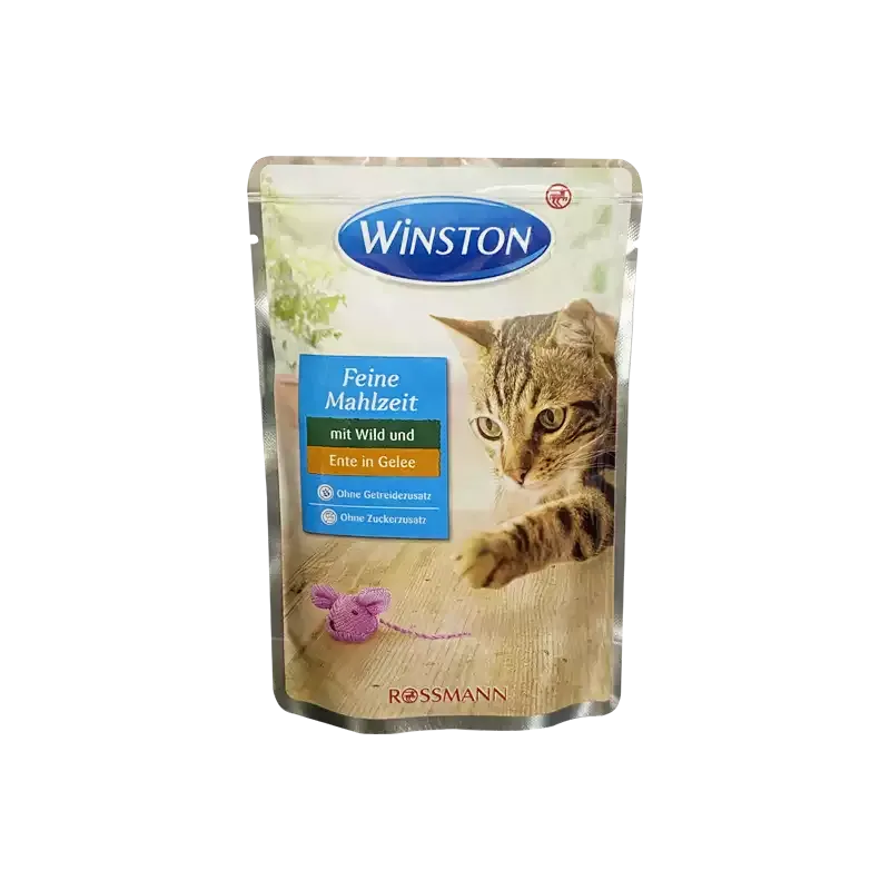 پوچ گربه وینستون با طعم گوشت شکار و اردک در ژله Winston Game & Duck In Jelly وزن 100 گرم