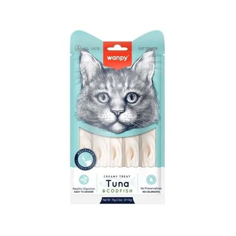 بستنی گربه ونپی مدل Wanpy Tuna & Codfish طعم ماهی تن و کاد بسته 25 عددی