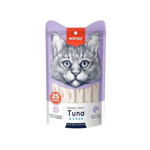 بستنی گربه ونپی مدل Wanpy Tuna & Crap طعم ماهی تن و میگو بسته 25 عددی