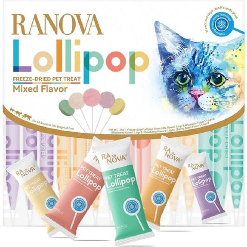تشویقی گربه رانووا مدل آب نبات چوبی کت نیپ دار RANOVA Cat Lollipop طعم مرغ وزن 1.4 گرم