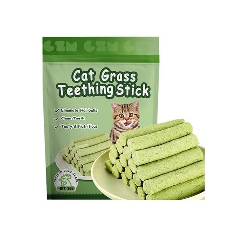 تشویقی گربه کت گرس مدل Cat Grass Teething Stick طعم علف گربه و مرغ وزن 30 گرم