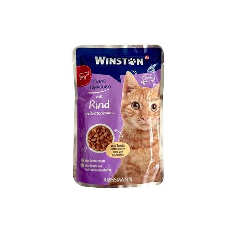 پوچ گربه وینستون با طعم گوشت گاو در سس Winston Beef In Gravy وزن 100 گرم