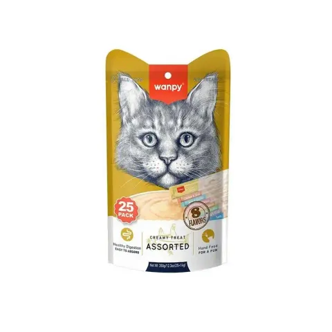 بستنی گربه ونپی مدل Wanpy Assorted طعم میکس بسته 25 عددی