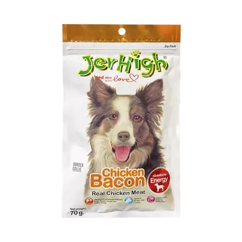تشویقی سگ جرهای با طعم بیکن مرغ Jerhigh Chicken Bacon وزن 70 گرم