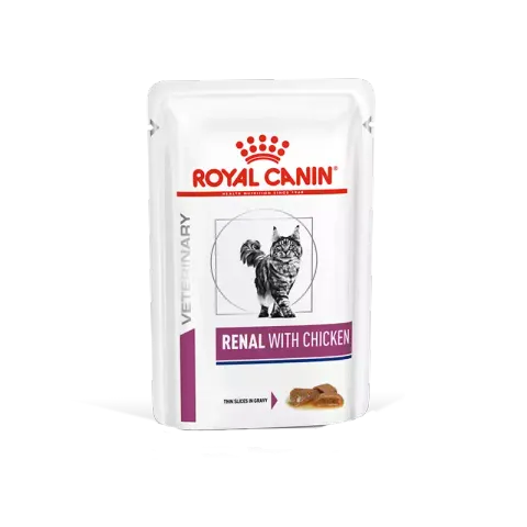 پوچ گربه رویال کنین با طعم مرغ Royal Canin Renal Chicken وزن ۸۵ گرم