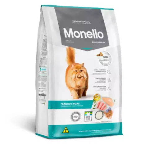 غذای خشک گربه بالغ هیربال کنترل مونلو با طعم گوشت پرندگان و ماهی سالمون Monello Adult Hairball control Poultry & Salmon وزن 1 کیلوگرم