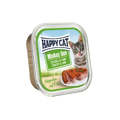 غذای كاسه‌ ای ووم گربه هپی كت مدل Poultry & Lamb طعم مرغ و بره وزن 100 گرم