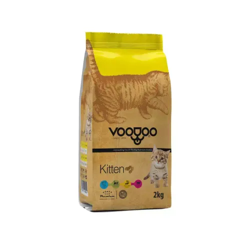 غذاي خشك بچه گربه وودو مدل Kitten وزن 2 كيلوگرم