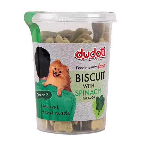 تشویقی بیسکوییت سگ دودوتی با طعم اسفناج وزن 150g