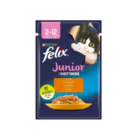 پوچ بچه گربه فلیکس با طعم گوشت مرغ Felix Junior With Chicken وزن 85 گرم