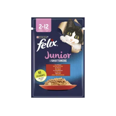 پوچ بچه گربه فلیکس با طعم گوشت گاو Felix Kitten With Beef وزن 85 گرم