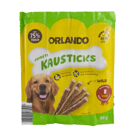 تشویقی مدادی سگ اورلاندو با طعم گوشت شکاری Orlando Stick Game بسته 4 عددی