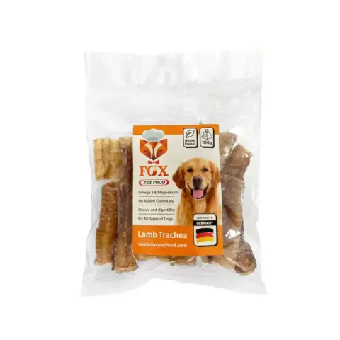 تشویقی سگ فاکس مدل Fox Lamb Trachea نای بره وزن 100 گرم